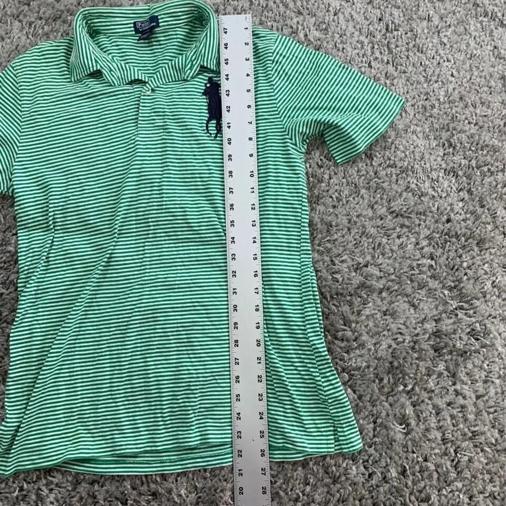 Polo Ralph Lauren Kids XL 18-20 Green White Striped Big‎ Pony Polo Shirt